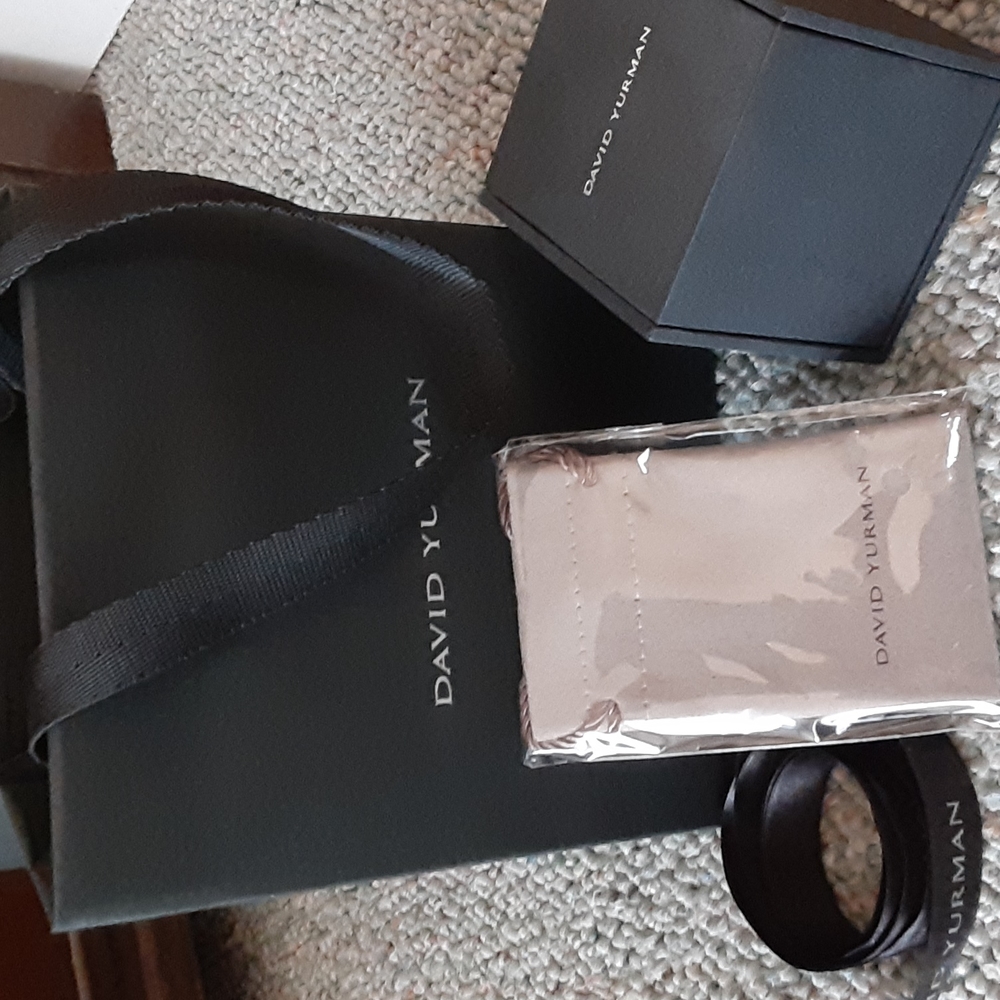 David Yurman packaging- bag, ring box, jewelry pouch, ribbon